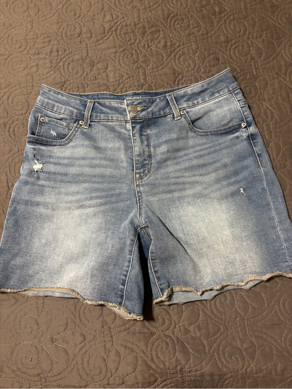 Time and Tru Women's Light Blue Distressed Denim Shorts